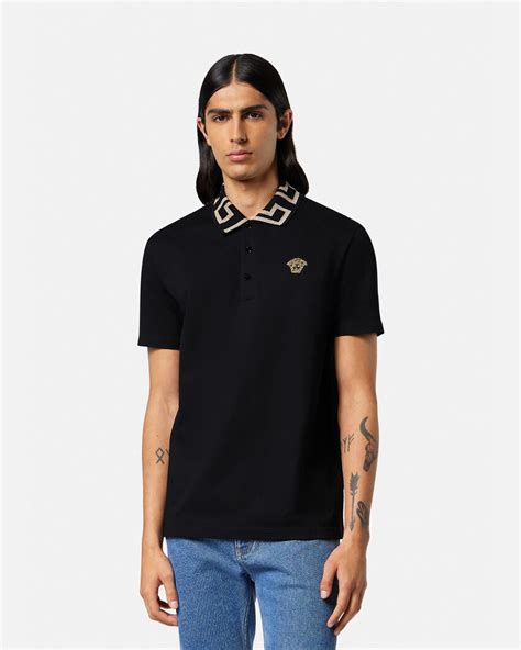 versace collection trim fit polo|Greca Polo Shirt Black .